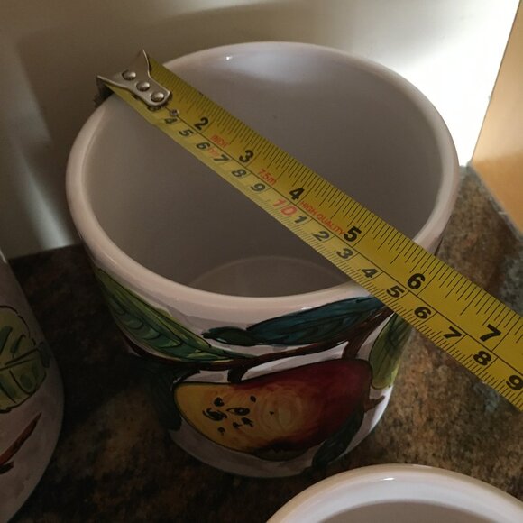 Vintage Italian Handpainted Red Clay Four Piece Cannister Set - Picture 15 of 16